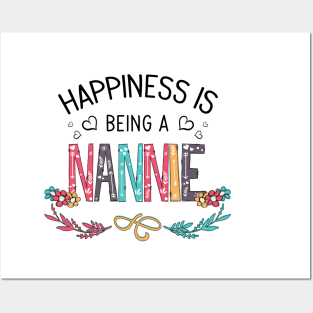 Happiness Is Being A Nannie Wildflowers Valentines Mothers Day Posters and Art